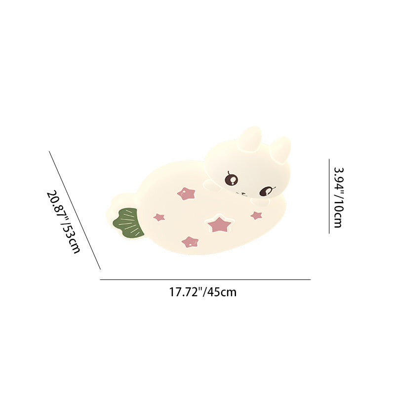 Contemporary Creative Cartoon Strawberry Rabbit LED Flush Mount Ceiling Light For Living Room