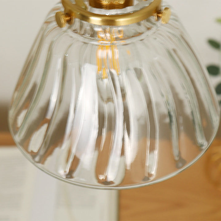 Suspension lumineuse à 1 lumière avec abat-jour conique en verre de cuivre traditionnel japonais pour salon 