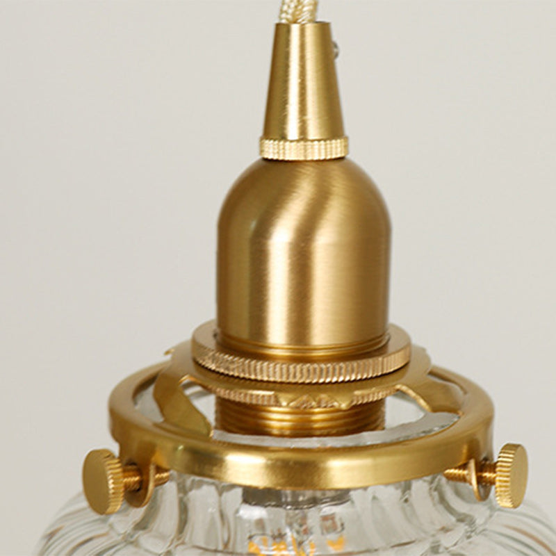 Suspension lumineuse à 1 lumière avec abat-jour conique en verre de cuivre traditionnel japonais pour salon 