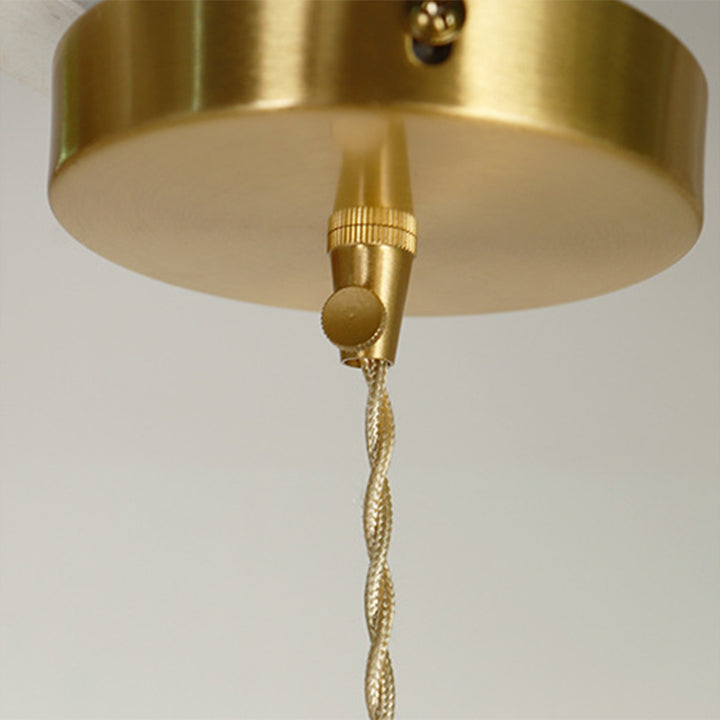Suspension lumineuse à 1 lumière avec abat-jour conique en verre de cuivre traditionnel japonais pour salon 