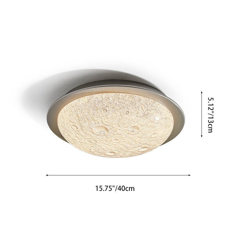Contemporary Luxury Platinum Crystal Lunar Crater Texture LED Flush Mount Ceiling Light For Living Room