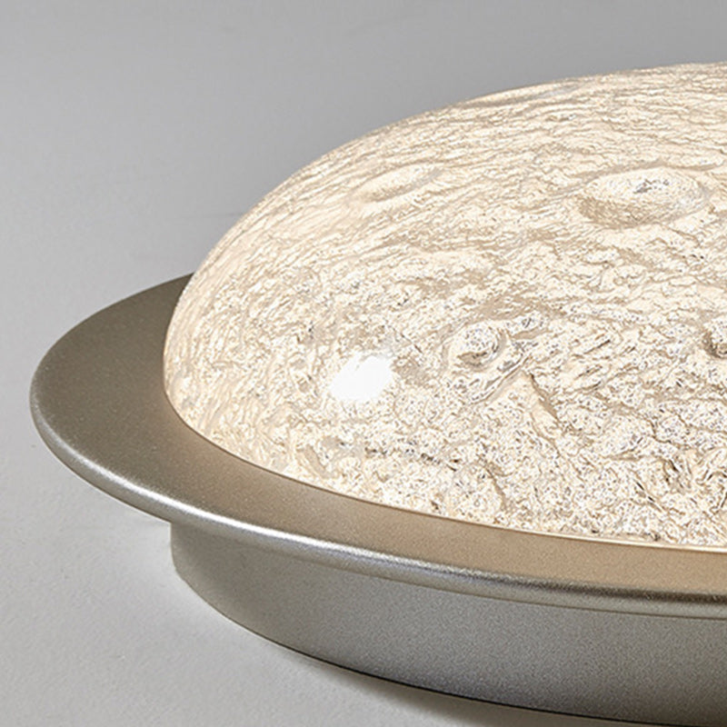 Contemporary Luxury Platinum Crystal Lunar Crater Texture LED Flush Mount Ceiling Light For Living Room