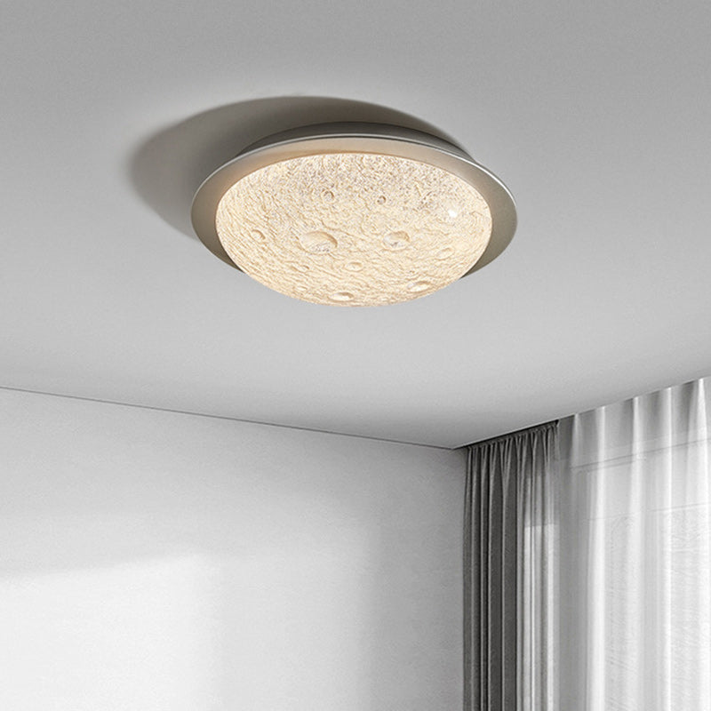 Contemporary Luxury Platinum Crystal Lunar Crater Texture LED Flush Mount Ceiling Light For Living Room