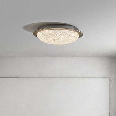 Contemporary Luxury Platinum Crystal Lunar Crater Texture LED Flush Mount Ceiling Light For Living Room