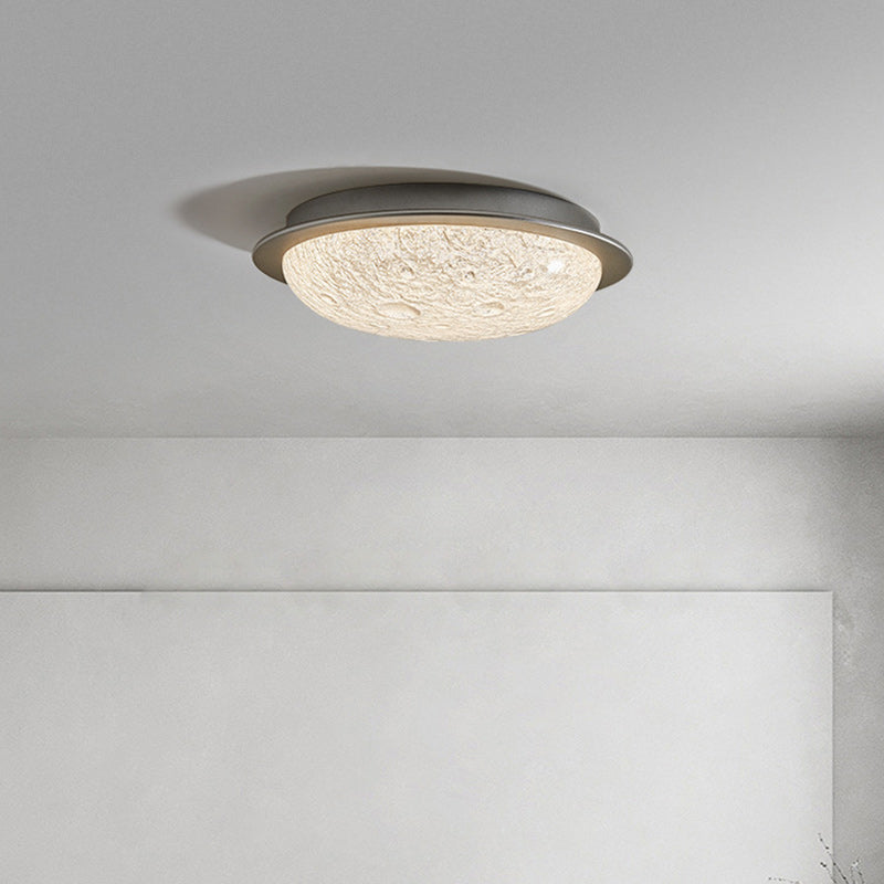 Contemporary Luxury Platinum Crystal Lunar Crater Texture LED Flush Mount Ceiling Light For Living Room