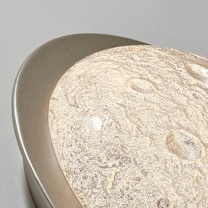 Contemporary Luxury Platinum Crystal Lunar Crater Texture LED Flush Mount Ceiling Light For Living Room