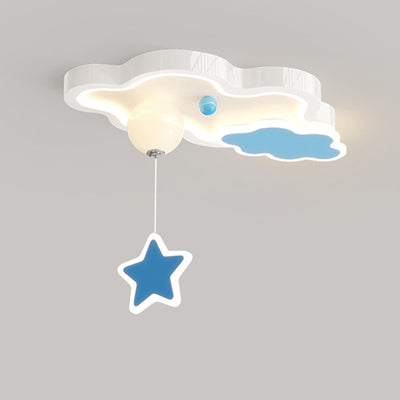 Contemporary Creative Cartoon Cloud Star Iron Acrylic LED Flush Mount Ceiling Light For Living Room