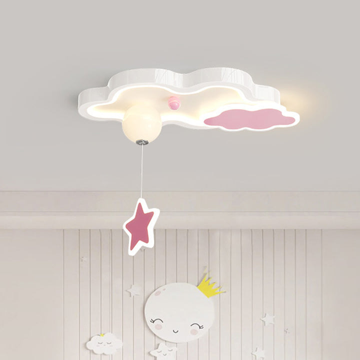 Lustre de plafond à montage affleurant en acrylique à LED en forme de nuage étoilé créatif contemporain pour salon 