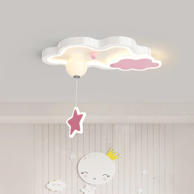 Contemporary Creative Cartoon Cloud Star Iron Acrylic LED Flush Mount Ceiling Light For Living Room