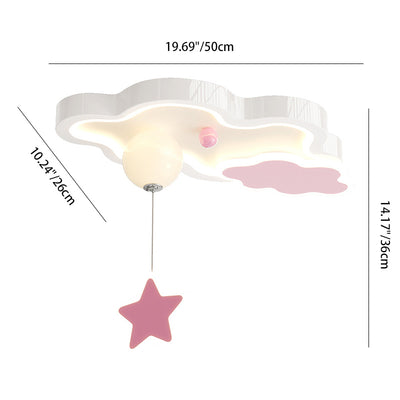 Contemporary Creative Cartoon Cloud Star Iron Acrylic LED Flush Mount Ceiling Light For Living Room