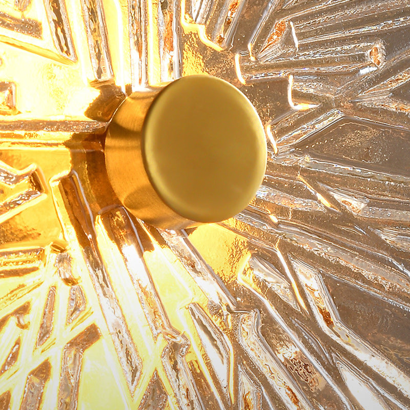 Contemporary Luxury Brass Geometric Disc Glass Lotus Leaf Design LED Wall Sconce Lamp For Bedroom