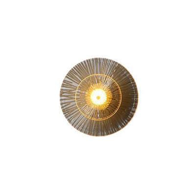 Contemporary Luxury Brass Geometric Disc Glass Lotus Leaf Design LED Wall Sconce Lamp For Bedroom
