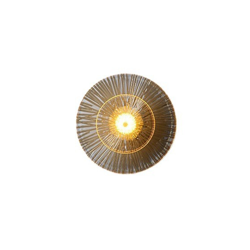Contemporary Luxury Brass Geometric Disc Glass Lotus Leaf Design LED Wall Sconce Lamp For Bedroom