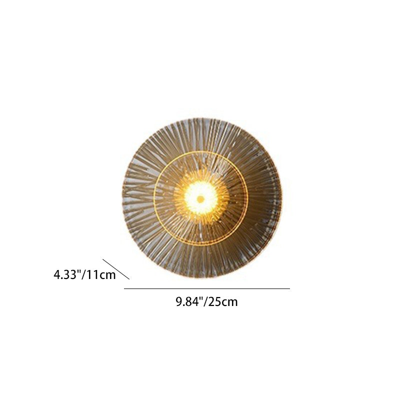 Applique murale LED de luxe contemporaine en laiton géométrique avec disque en verre et design feuille de lotus pour chambre 