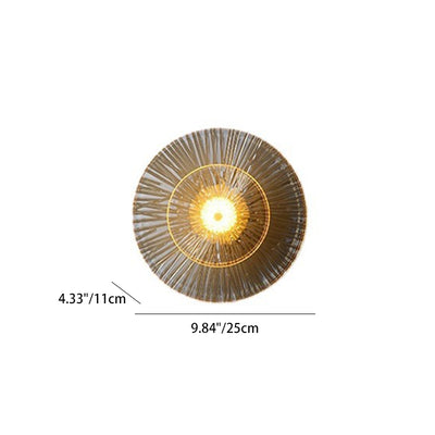 Contemporary Luxury Brass Geometric Disc Glass Lotus Leaf Design LED Wall Sconce Lamp For Bedroom