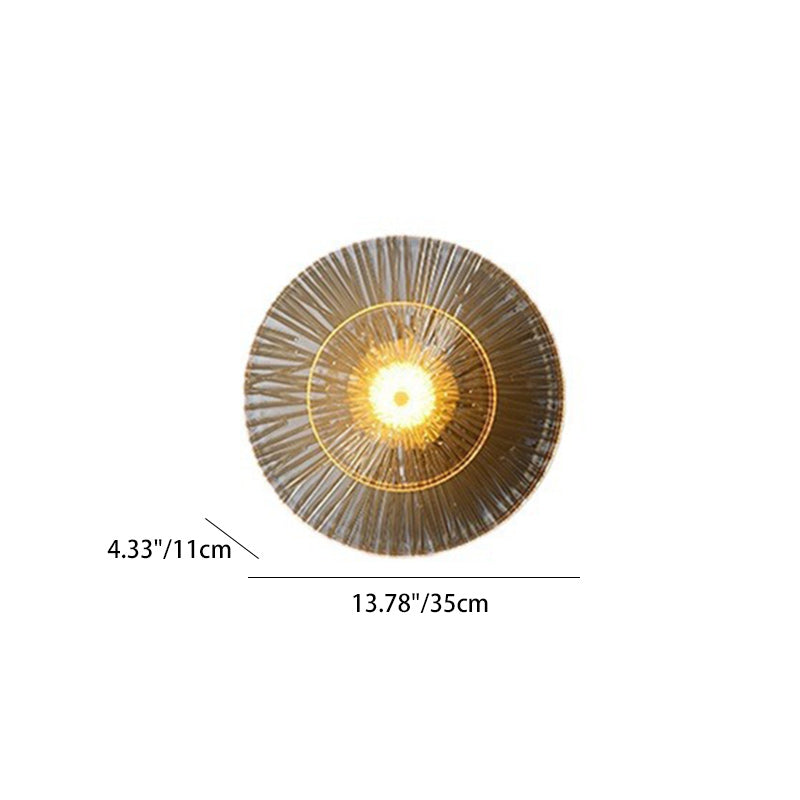 Contemporary Luxury Brass Geometric Disc Glass Lotus Leaf Design LED Wall Sconce Lamp For Bedroom