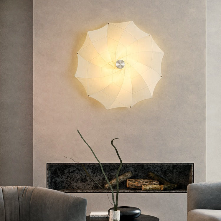 Applique murale 1 lumière pour salle à manger en matériel de quincaillerie avec abat-jour en tissu de fleur rotatif et évolutif créatif contemporain 