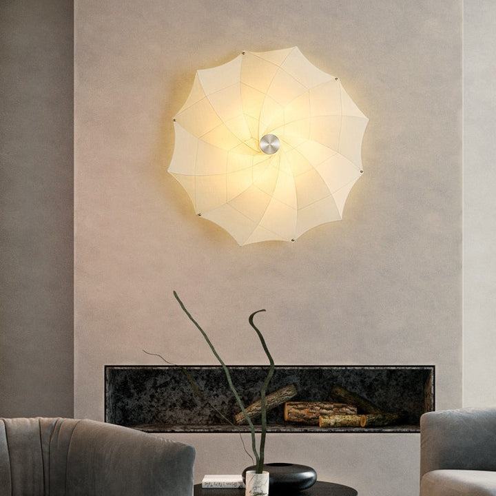 Applique murale 1 lumière pour salle à manger en matériel de quincaillerie avec abat-jour en tissu de fleur rotatif et évolutif créatif contemporain 