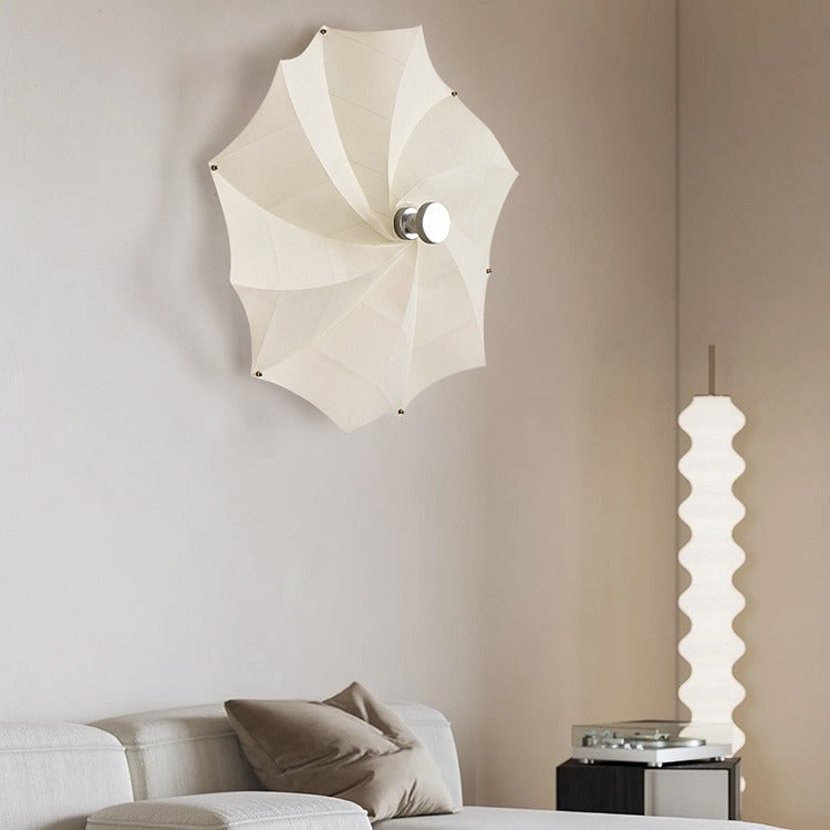 Applique murale 1 lumière pour salle à manger en matériel de quincaillerie avec abat-jour en tissu de fleur rotatif et évolutif créatif contemporain 