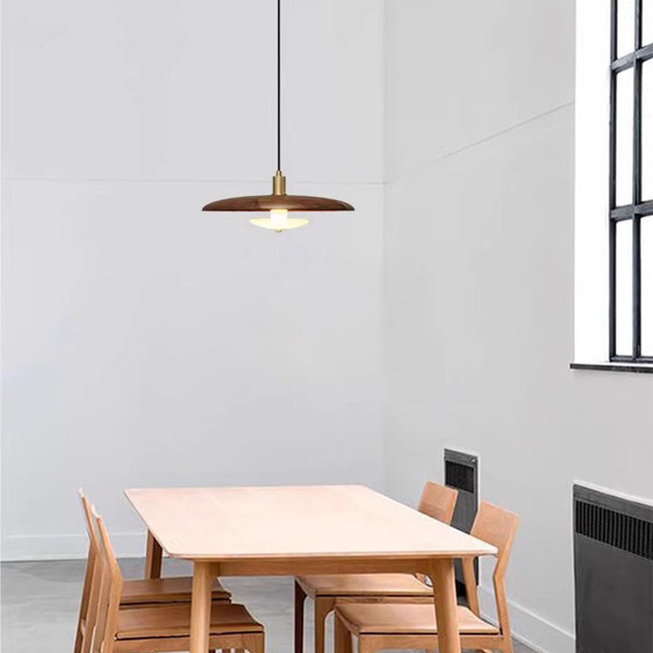 Moderno Minimalista Mármol Madera Maciza Platillo Volador Lámpara Colgante de 1 Luz Para Sala de Estar 