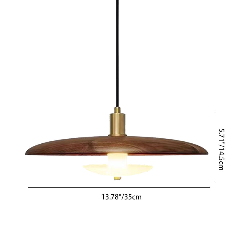 Moderno Minimalista Mármol Madera Maciza Platillo Volador Lámpara Colgante de 1 Luz Para Sala de Estar 