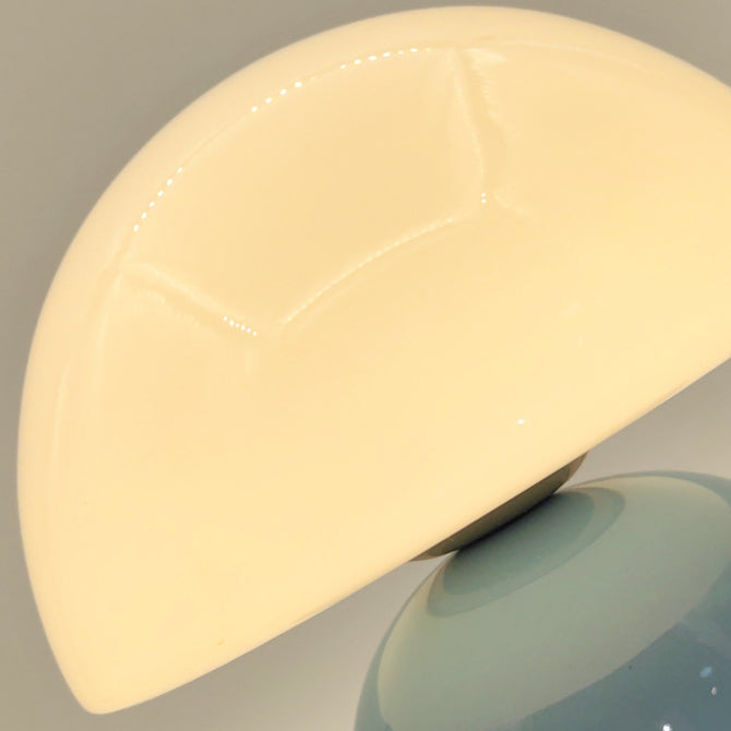 Contemporary Nordic Glass Semicircle Shade Ceramic Base 1-Light Table Lamp For Bedroom