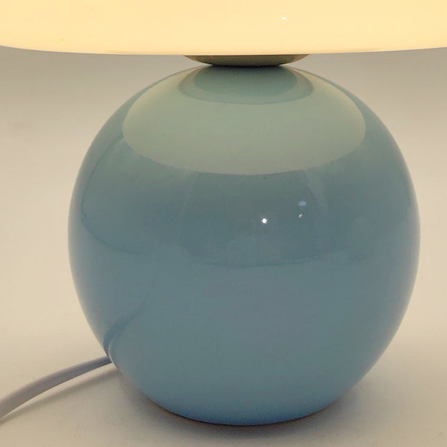 Lampe de table 1 lumière avec abat-jour en verre nordique contemporain en demi-cercle et base en céramique pour chambre 
