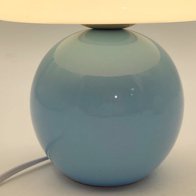 Contemporary Nordic Glass Semicircle Shade Ceramic Base 1-Light Table Lamp For Bedroom