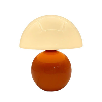 Contemporary Nordic Glass Semicircle Shade Ceramic Base 1-Light Table Lamp For Bedroom