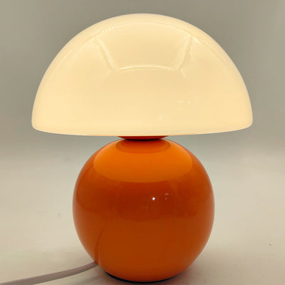 Contemporary Nordic Glass Semicircle Shade Ceramic Base 1-Light Table Lamp For Bedroom
