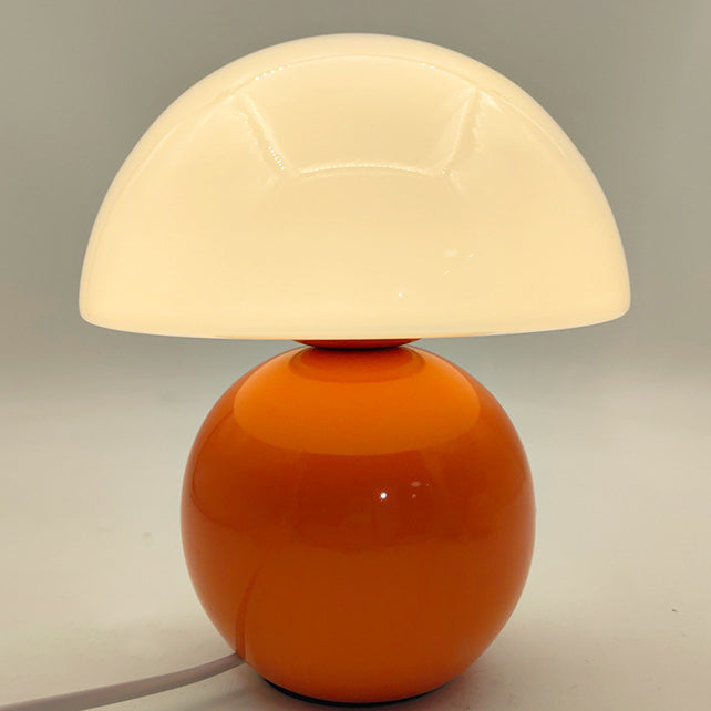 Contemporary Nordic Glass Semicircle Shade Ceramic Base 1-Light Table Lamp For Bedroom