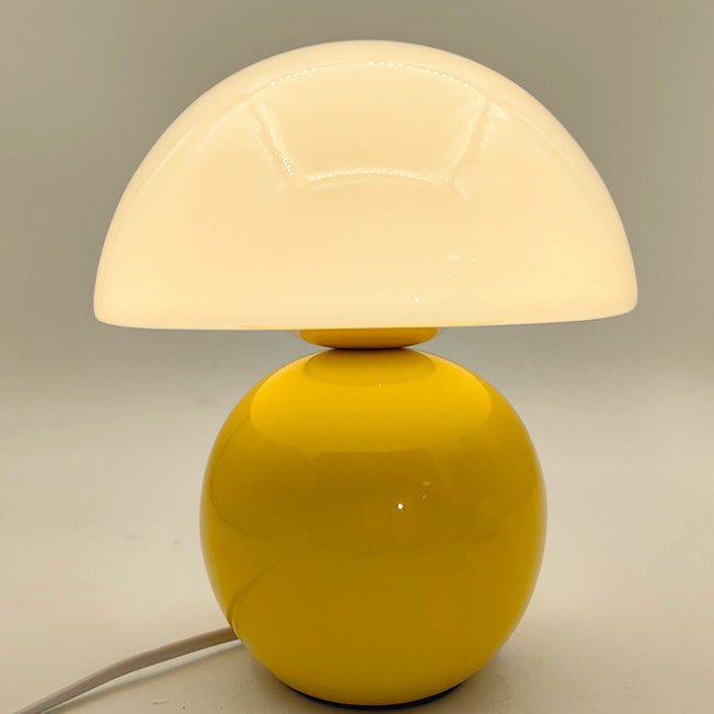 Lampe de table 1 lumière avec abat-jour en verre nordique contemporain en demi-cercle et base en céramique pour chambre 