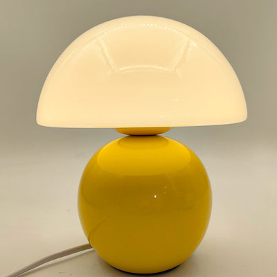 Contemporary Nordic Glass Semicircle Shade Ceramic Base 1-Light Table Lamp For Bedroom