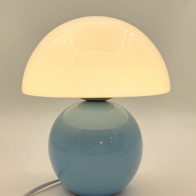 Contemporary Nordic Glass Semicircle Shade Ceramic Base 1-Light Table Lamp For Bedroom