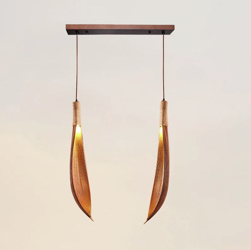 Luz colgante contemporánea creativa de hoja de cacao 1/2/3 luces para isla para comedor 