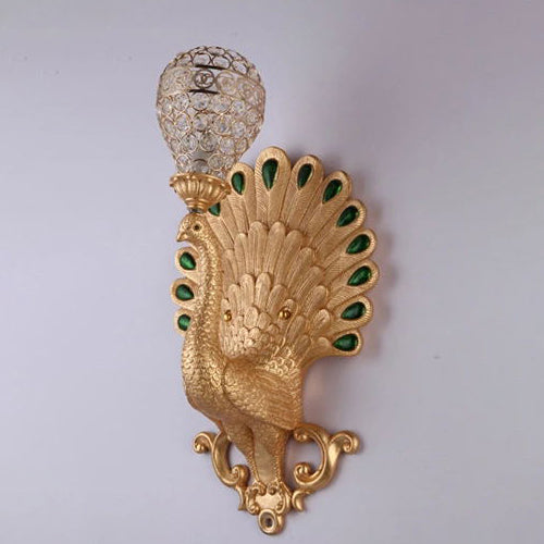 Applique murale 1 lumière avec abat-jour en boule de cristal sculpté en résine européenne traditionnelle pour salon 