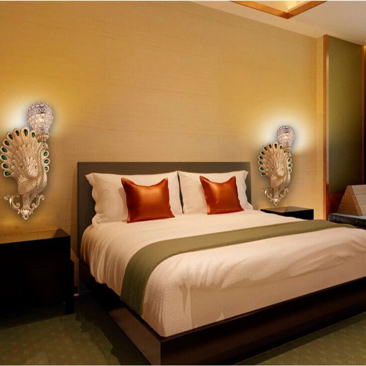 Applique murale 1 lumière avec abat-jour en boule de cristal sculpté en résine européenne traditionnelle pour salon 