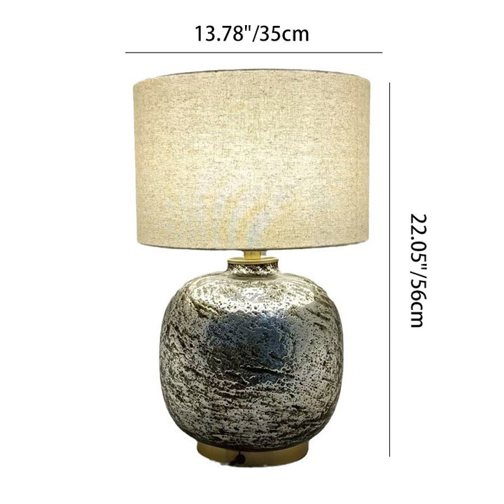 Moderne Shabby Chic Glas Imitiert Steinstruktur Stoff Runde Schirm 1-Licht Tischlampe Für Schlafzimmer 