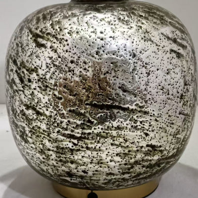 Modern Shabby Chic Glass Imitating Rock Stone Texture Fabric Round Shade 1-Light Table Lamp For Bedroom