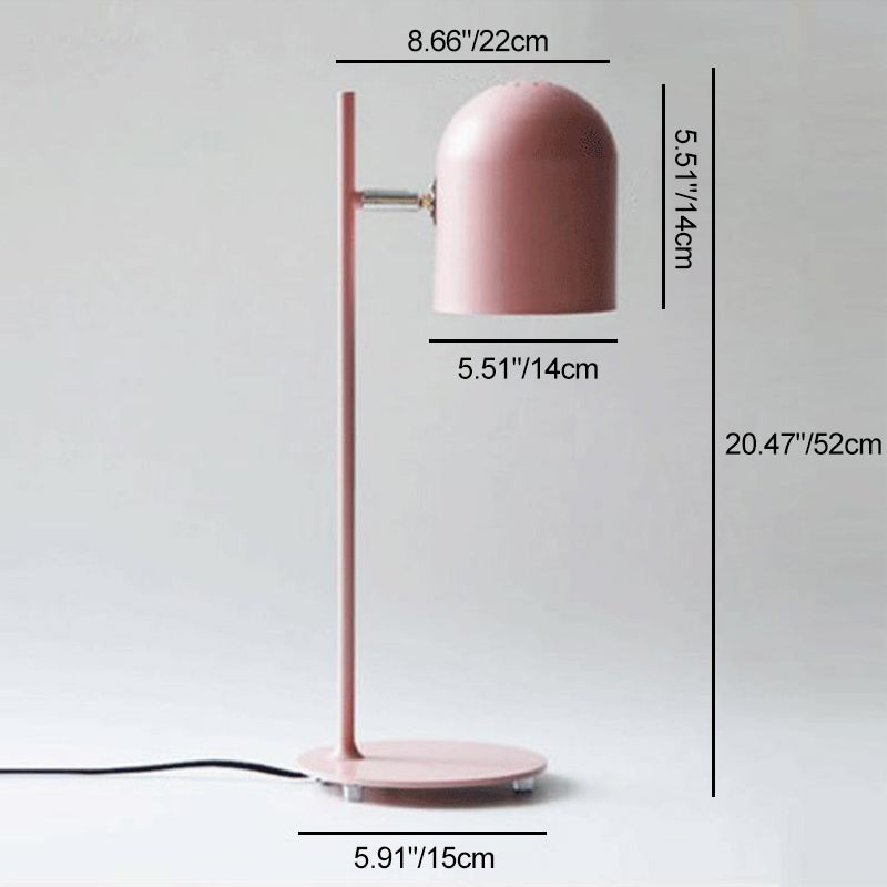 Contemporary Scandinavian Macaron Rotatable Adjustable Iron Round Shade 1-Light Table Lamp For Bedroom