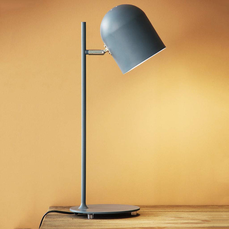 Contemporary Scandinavian Macaron Rotatable Adjustable Iron Round Shade 1-Light Table Lamp For Bedroom