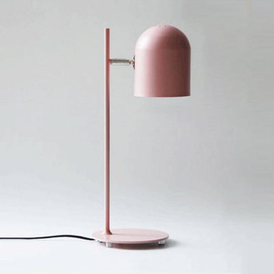 Contemporary Scandinavian Macaron Rotatable Adjustable Iron Round Shade 1-Light Table Lamp For Bedroom