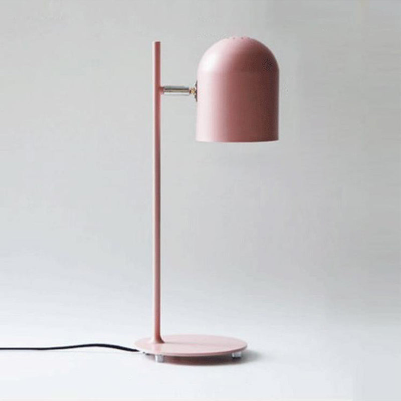 Contemporary Scandinavian Macaron Rotatable Adjustable Iron Round Shade 1-Light Table Lamp For Bedroom