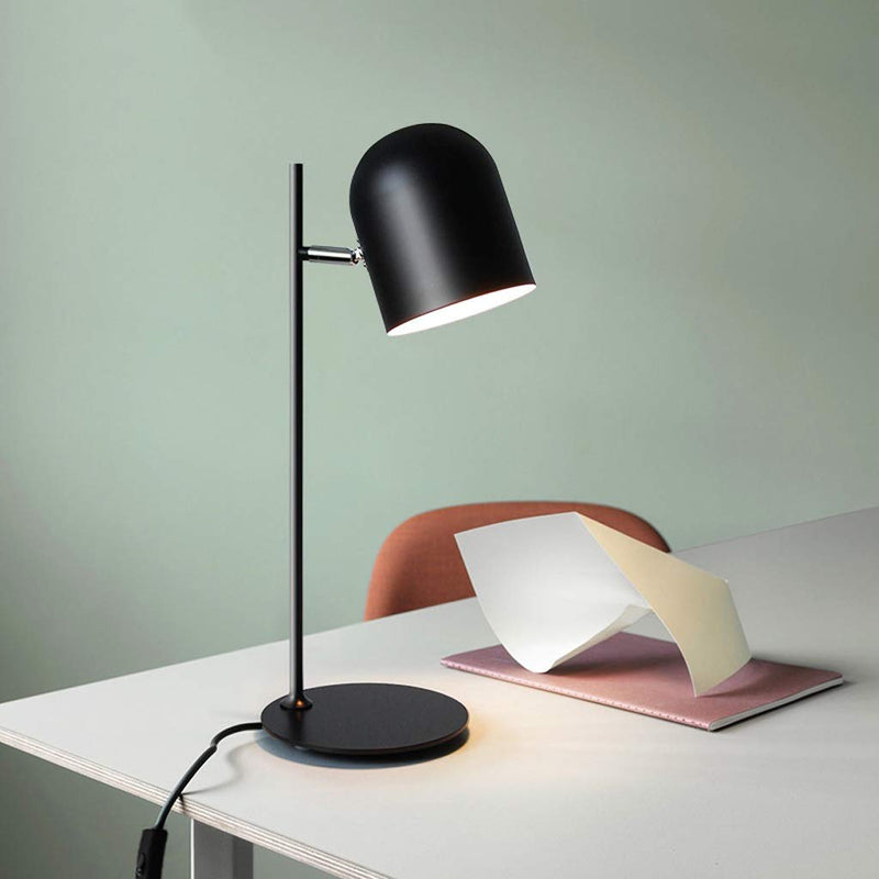 Contemporary Scandinavian Macaron Rotatable Adjustable Iron Round Shade 1-Light Table Lamp For Bedroom