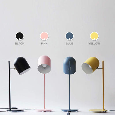 Contemporary Scandinavian Macaron Rotatable Adjustable Iron Round Shade 1-Light Table Lamp For Bedroom