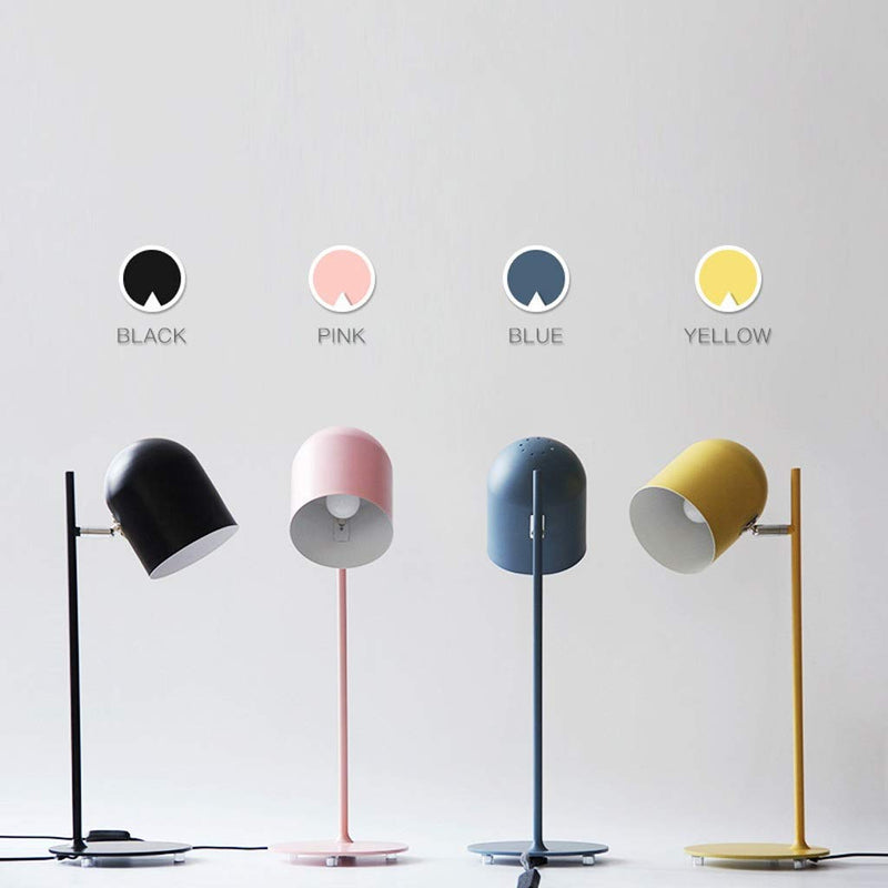 Contemporary Scandinavian Macaron Rotatable Adjustable Iron Round Shade 1-Light Table Lamp For Bedroom