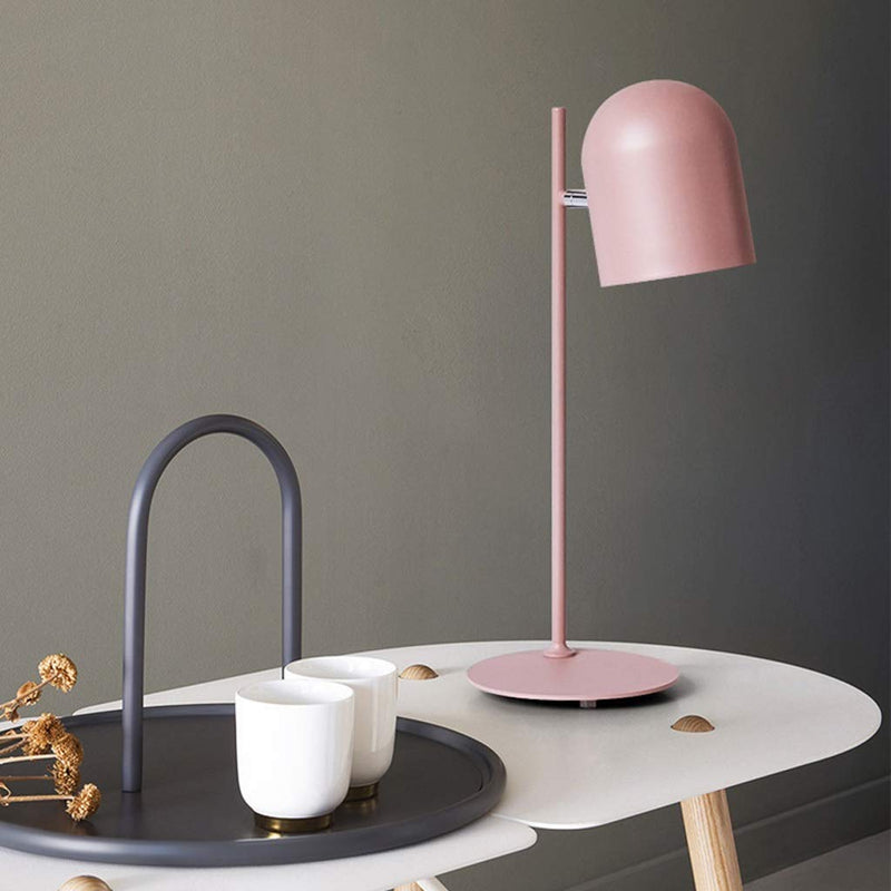 Contemporary Scandinavian Macaron Rotatable Adjustable Iron Round Shade 1-Light Table Lamp For Bedroom