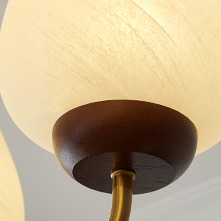Traditioneller französischer Kronleuchter aus massivem Holz mit gebogenem Eisen und Glasschirm, 3/5/8-Licht für das Wohnzimmer 