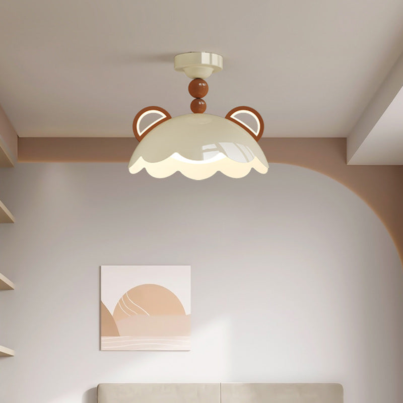 Contemporary Creative Eggshell Iron PE LED Flush Mount Ceiling Light For Living Room