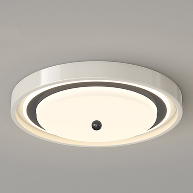 Modern Minimalist Hardware PVC Walnut Wood Grain LED Flush Mount Ceiling Light For Living Room